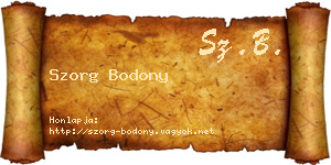 Szorg Bodony névjegykártya